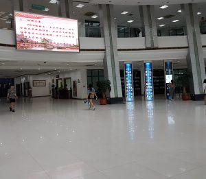 Wide, open library entrance at the main library of Fujian Normal University